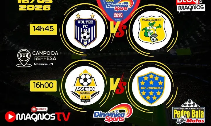 Copa Dinâmica Sports Master tem dois jogos neste sábado (16)