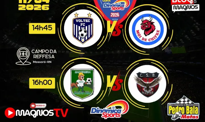 Dois jogos abrem a quinta rodada da Copa Dinâmica Sports Master neste sábado (11)