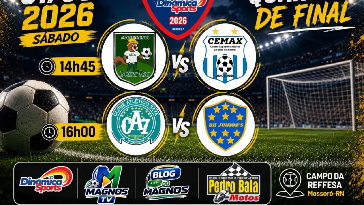 Dois jogos abrem as quartas de final da Copa Dinâmica Sports Master neste sábado (01)