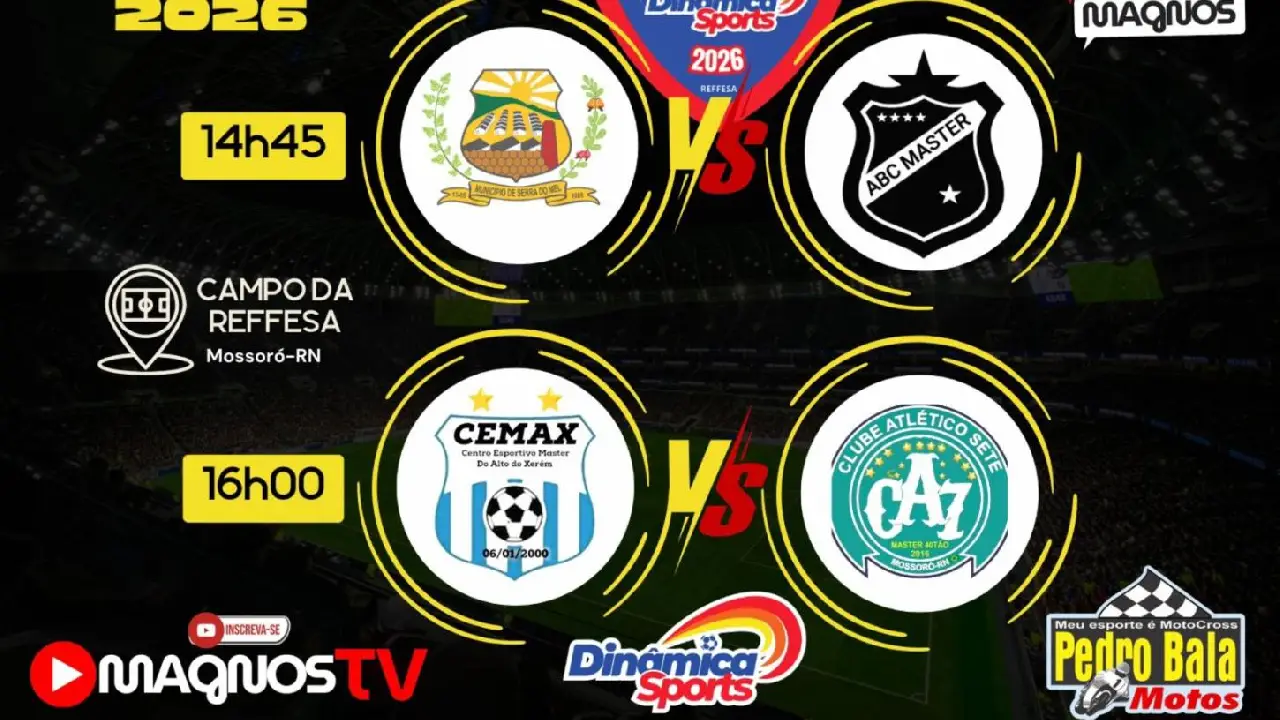 Jogos com disputa por liderança e G2 encerram a sexta rodada da Copa Dinâmica Sports Master neste sábado (23)