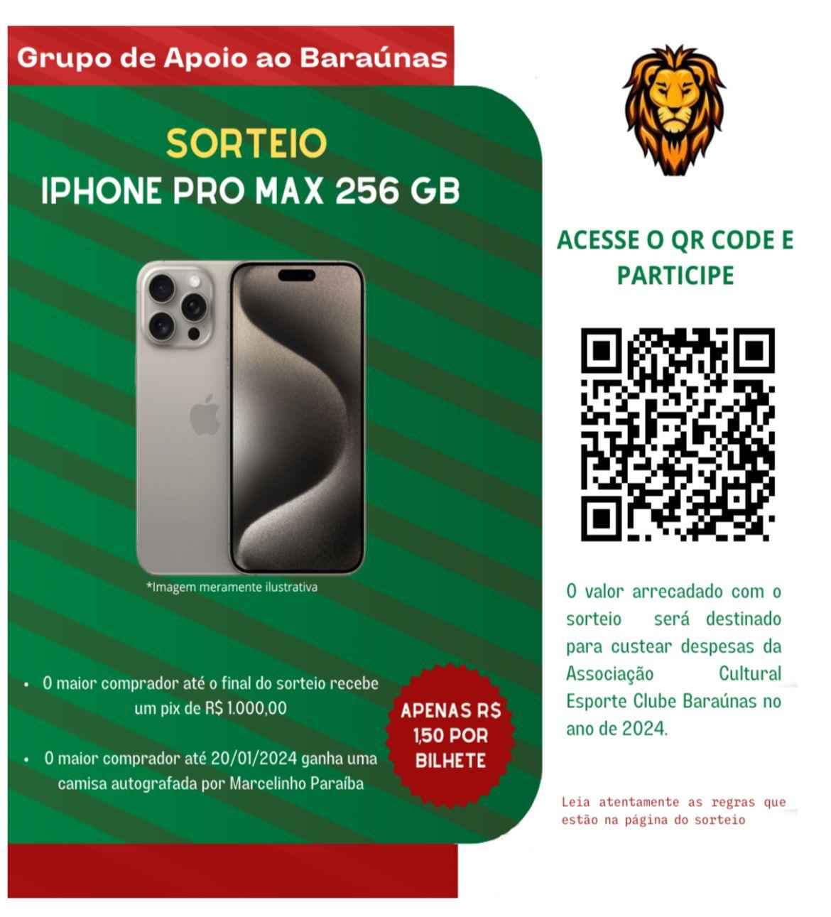 Grupo de Apoio ao Baraúnas realiza sorteio de Iphone