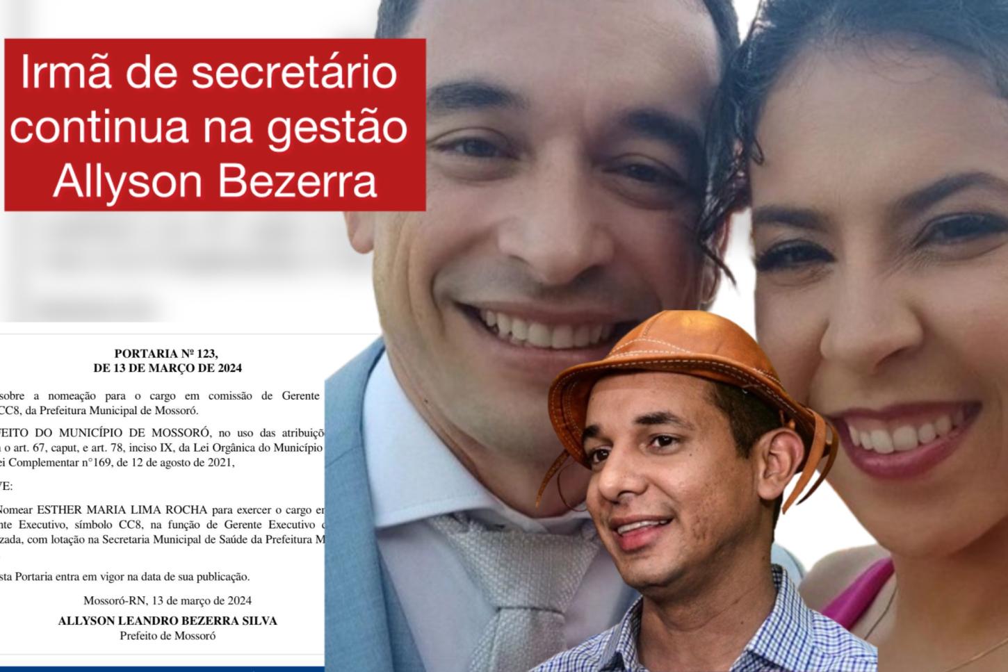 Allyson exonera esposa, mas mantém irmã de secretário na gestão