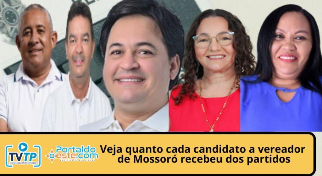Veja quanto cada candidato a vereador de Mossoró recebeu dos partidos