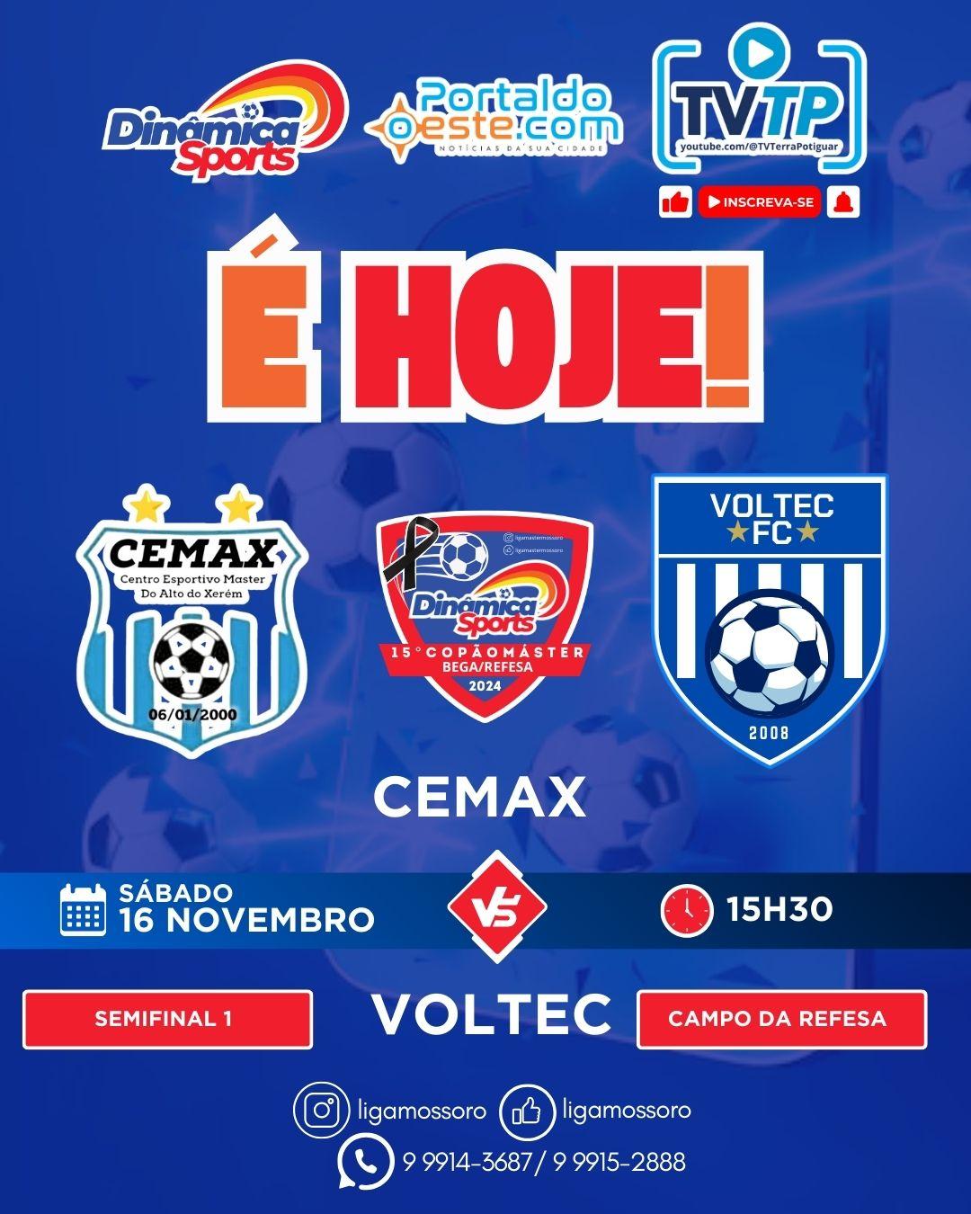 Cemax e Voltec definem primeiro finalista do 15° Copão Máster neste sábado (16)