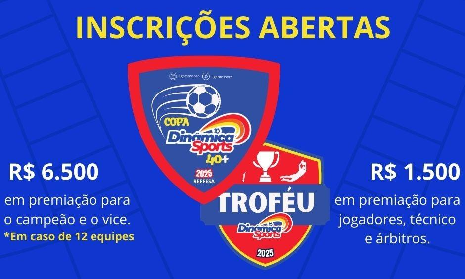 Inscrições abertas para a Copa Dinâmica Sports 40+ com premiações para equipes e jogadores