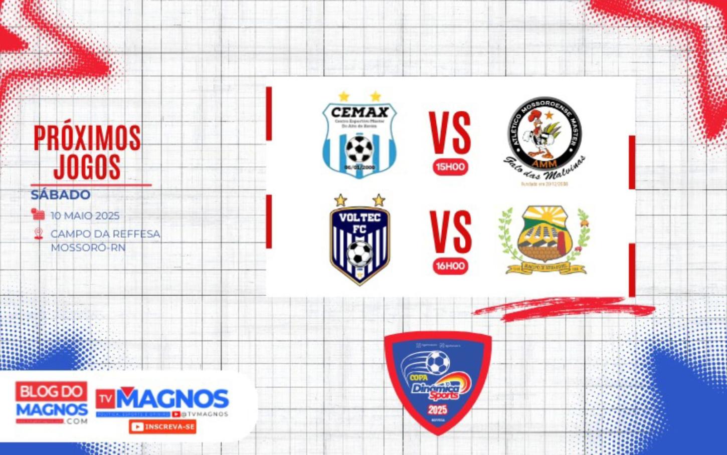 Dois jogos encerram primeira rodada da Copa Dinâmica Sports neste sábado (10)