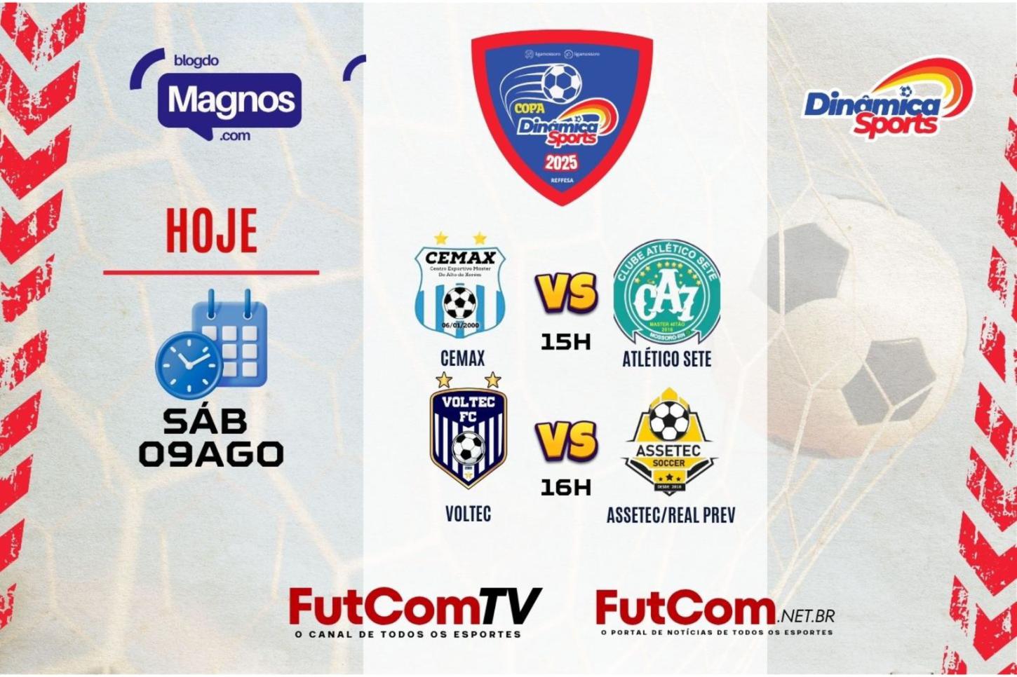 Rodada deste sábado (09) da Copa Dinâmica Sports tem briga na parte de cima da tabela