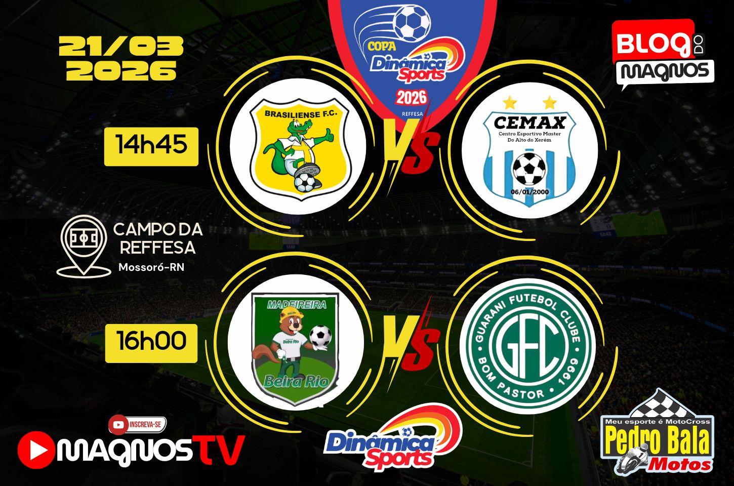 Jogos deste sábado (21) valem liderança dos grupos da Copa Dinâmica Sports Master