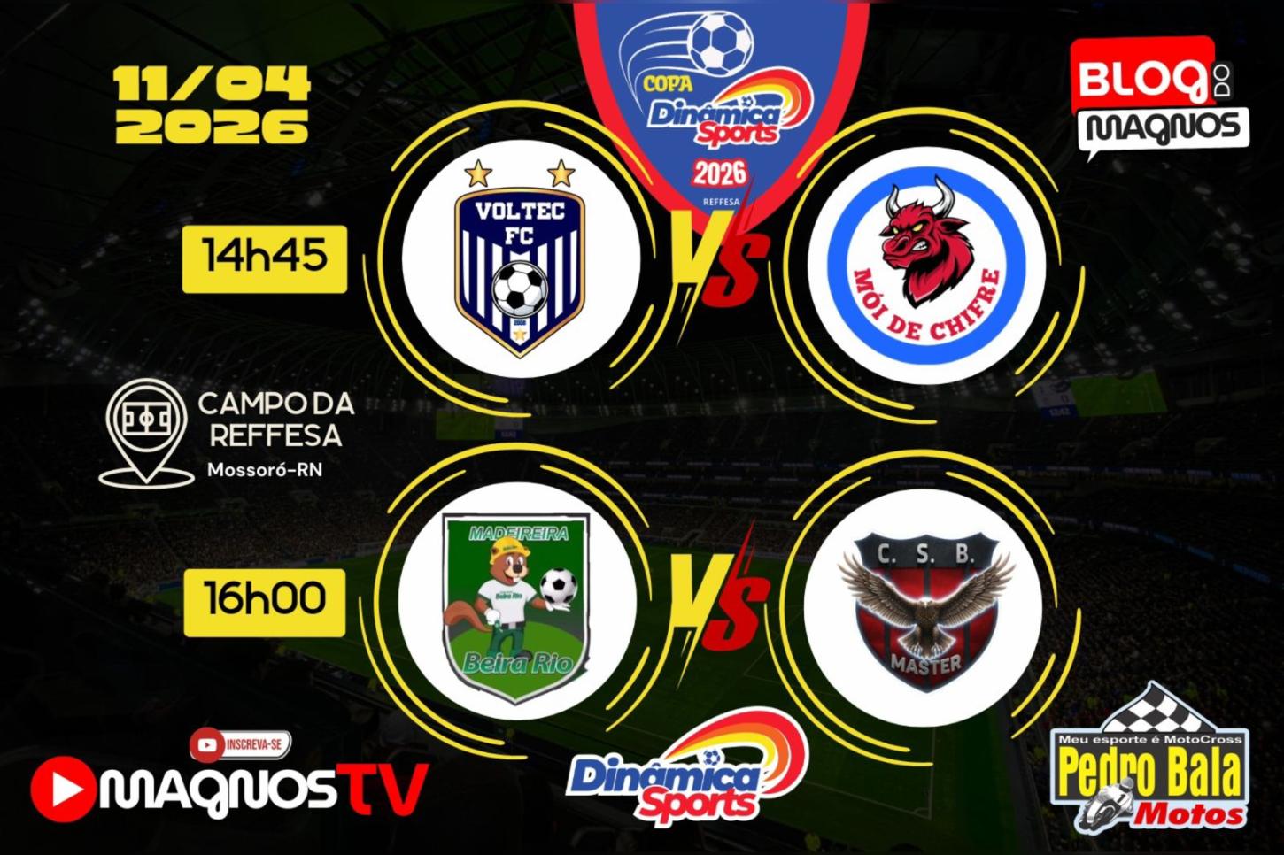 Dois jogos abrem a quinta rodada da Copa Dinâmica Sports Master neste sábado (11)