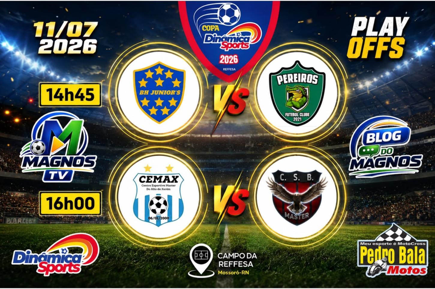Dois jogos abrem os playoffs da Copa Dinâmica Sports Master neste sábado (11)