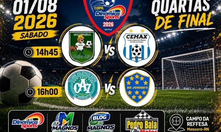 Dois jogos abrem as quartas de final da Copa Dinâmica Sports Master neste sábado (01)